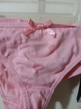Pink Heart Print  Thongs Cotton  with Bow woman Size Sm